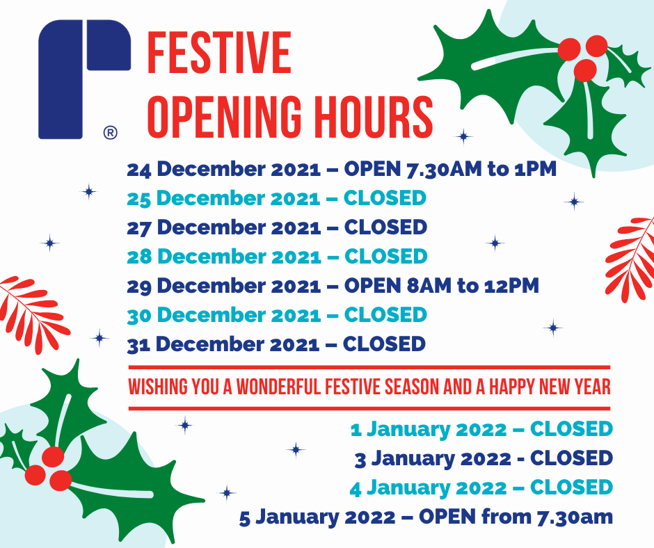 Festive Opening Hours 2021-2022